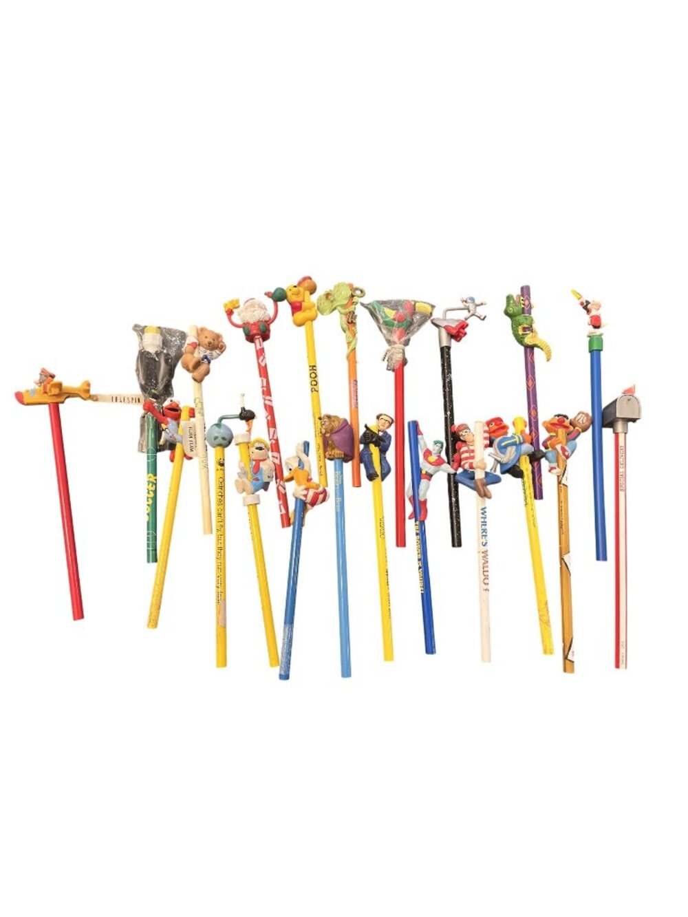 Vintage 80s 90s Pencils Topper Hugger Lot of 21 Disney Sesame Street Tail Spin